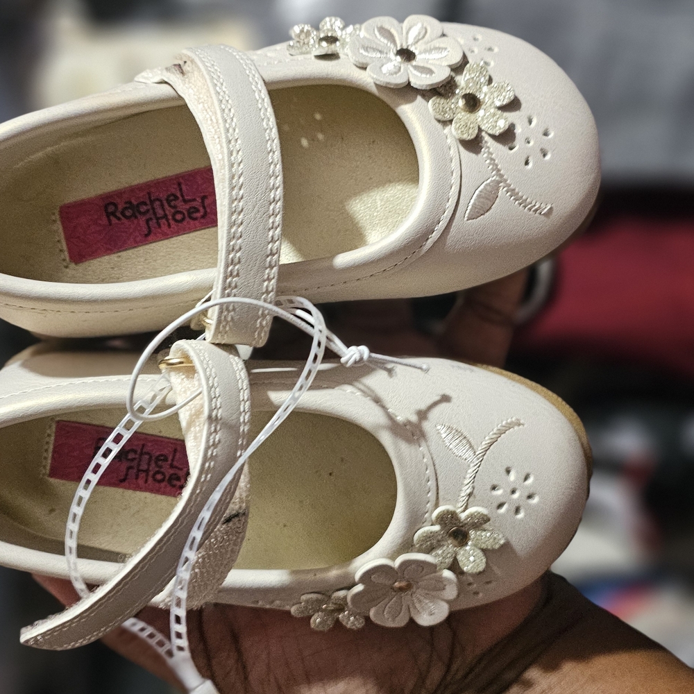 Rachel Shoes Kids White Floral Mary Janes